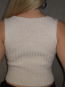 WHITE KNITTED TOP WITH ORANGE DETAIL