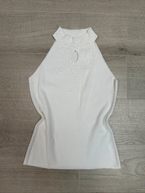 WHITE TOP WITH BRADS