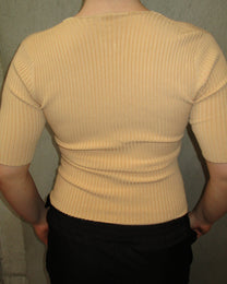 BEIGE QUARTER SLEEVE TOP