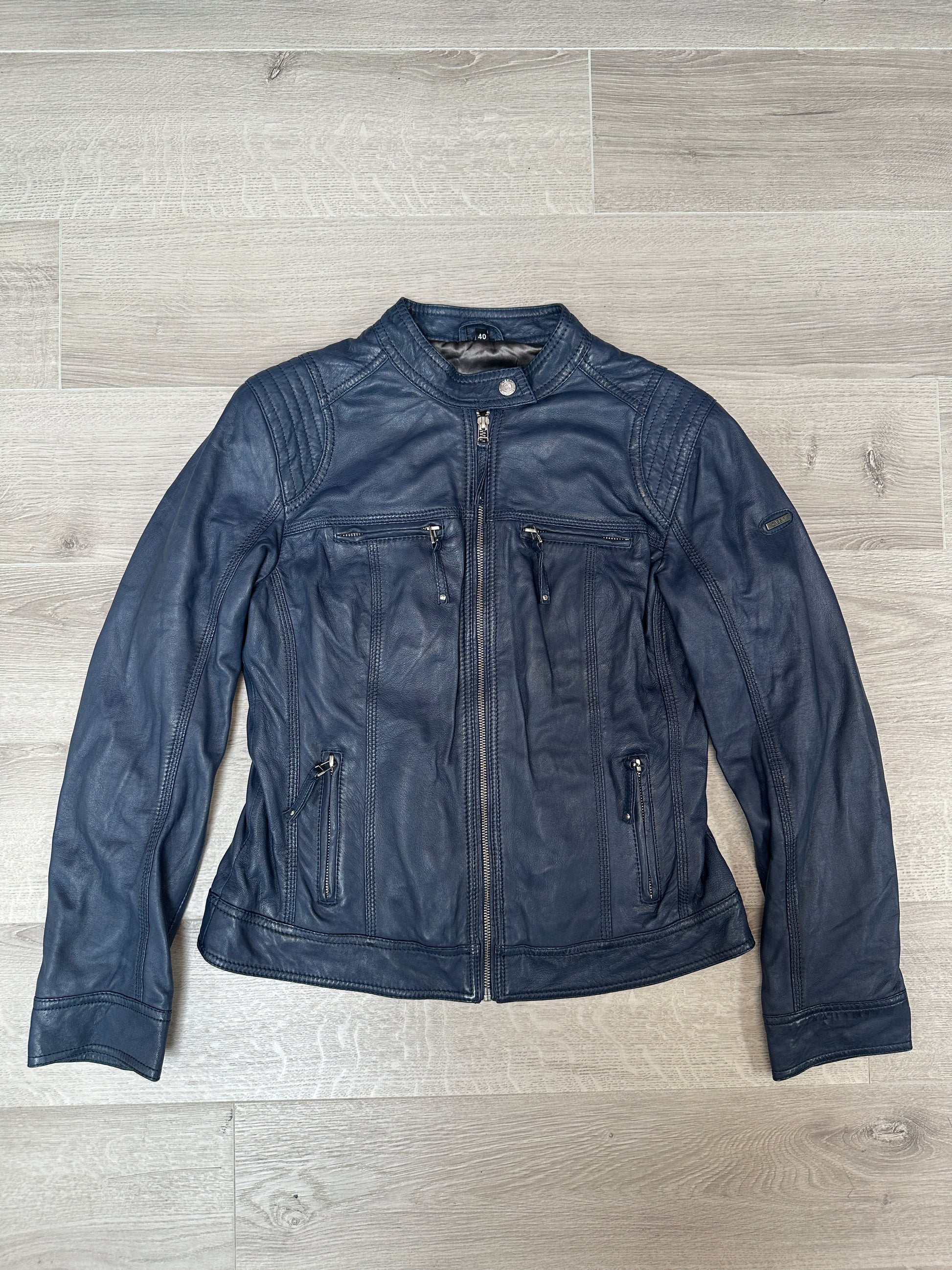 BLUE LEATHER JACKET