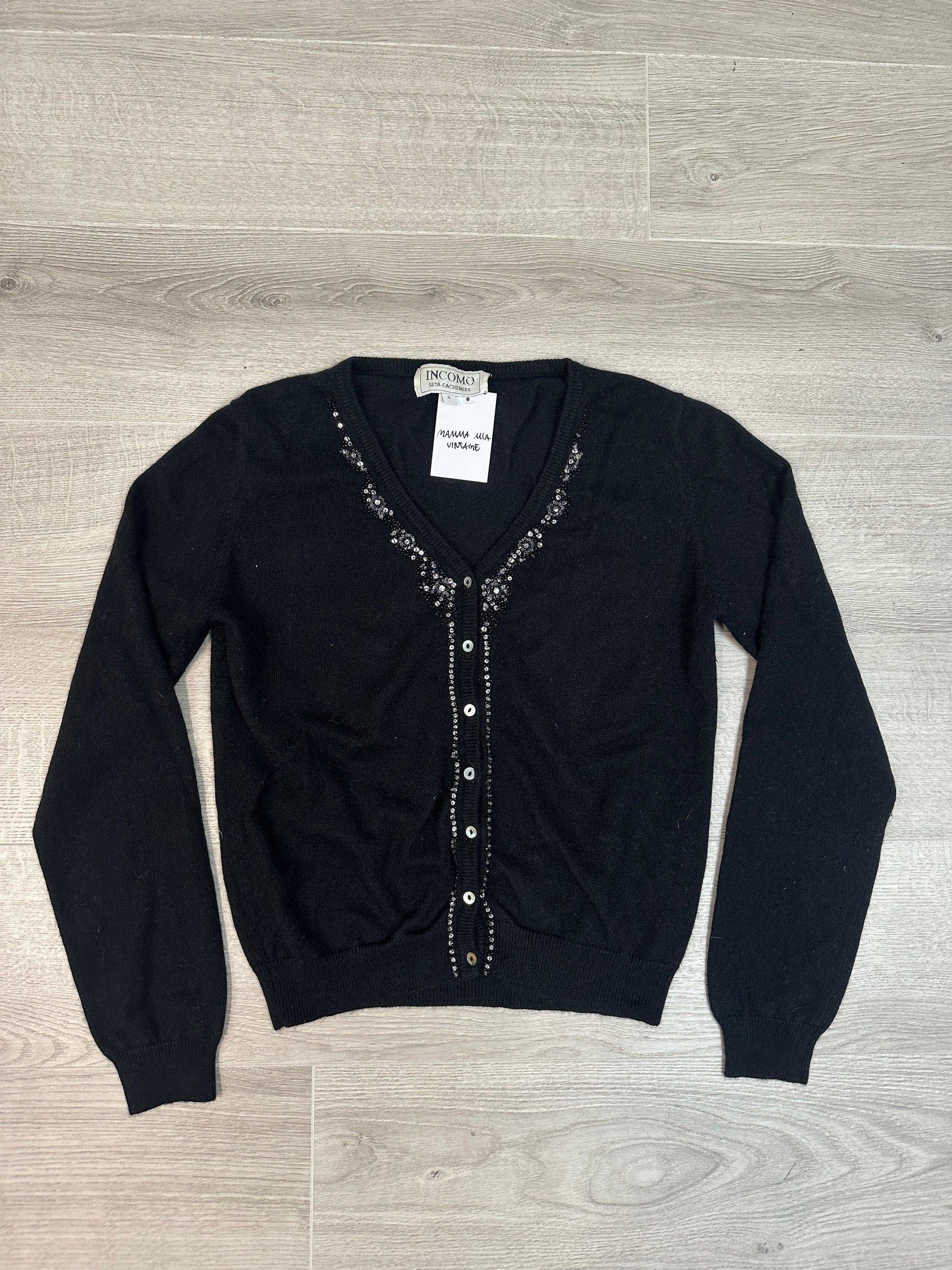 BLACK CARDIGAN WITH BEADS