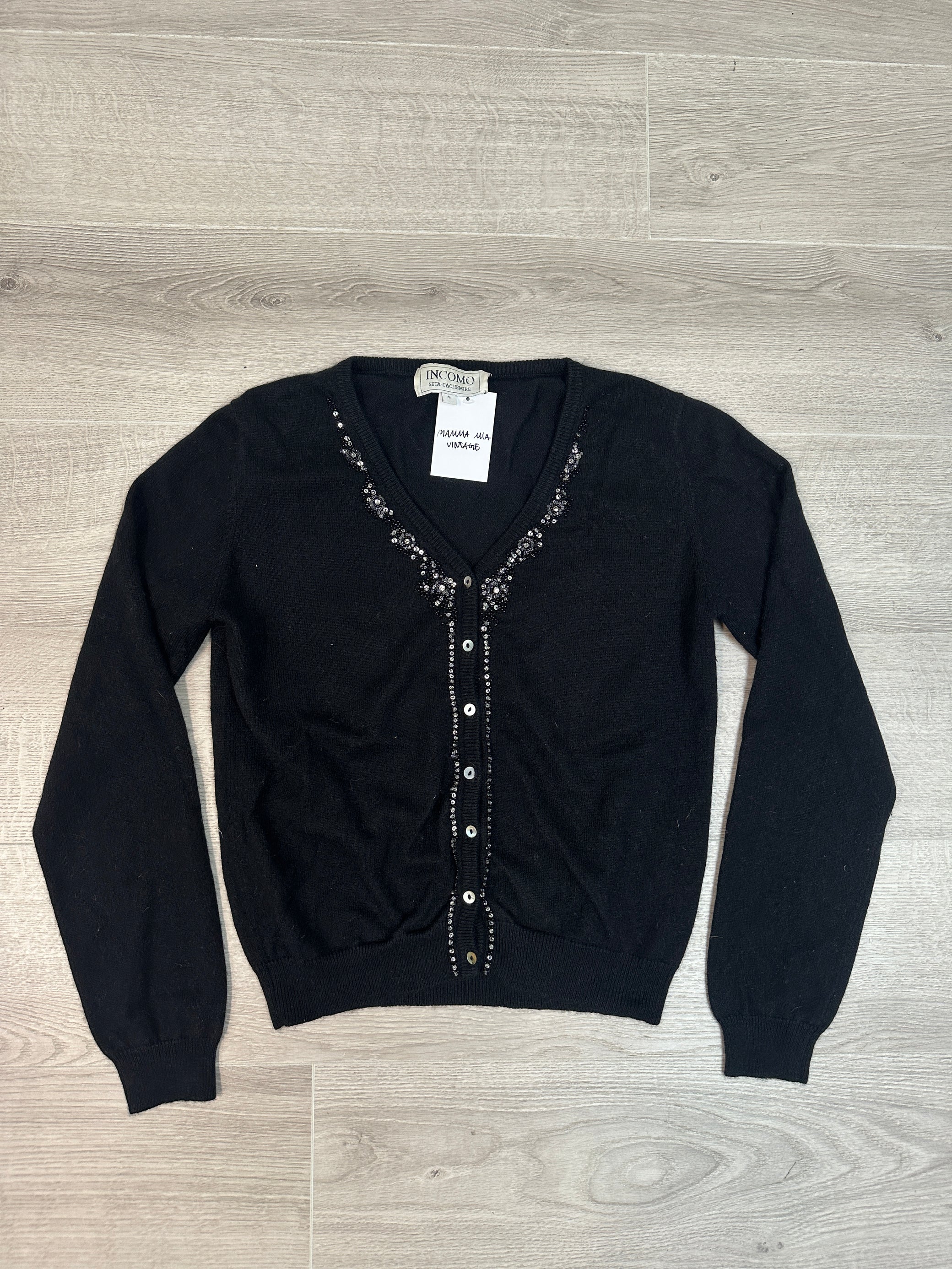 BLACK CARDIGAN WITH BEADS