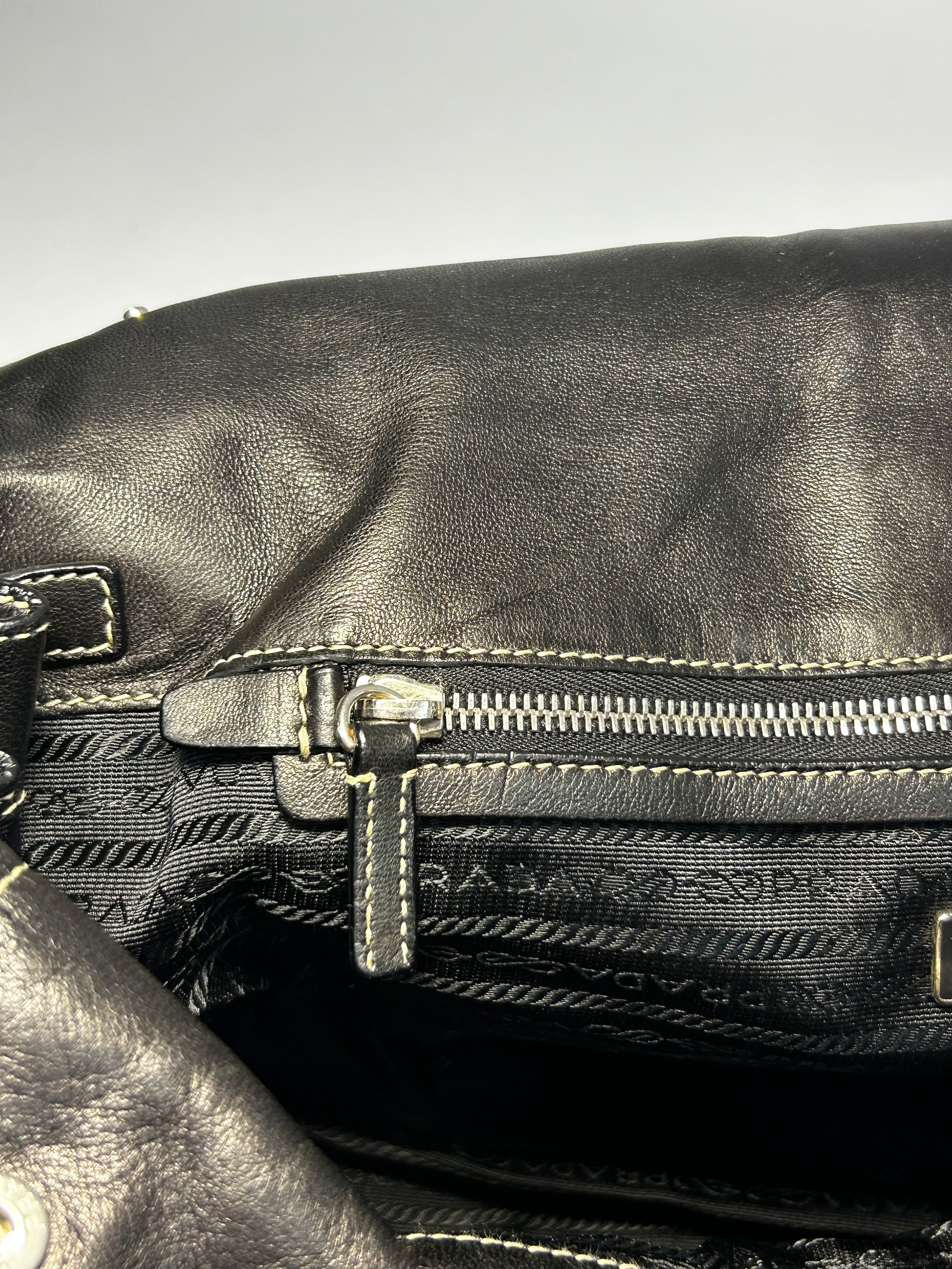 PRADA LEATHER FLAP SHOULDER BAG