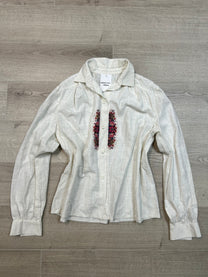 WHITE LINNEN SHIRT WITH FLOWERS