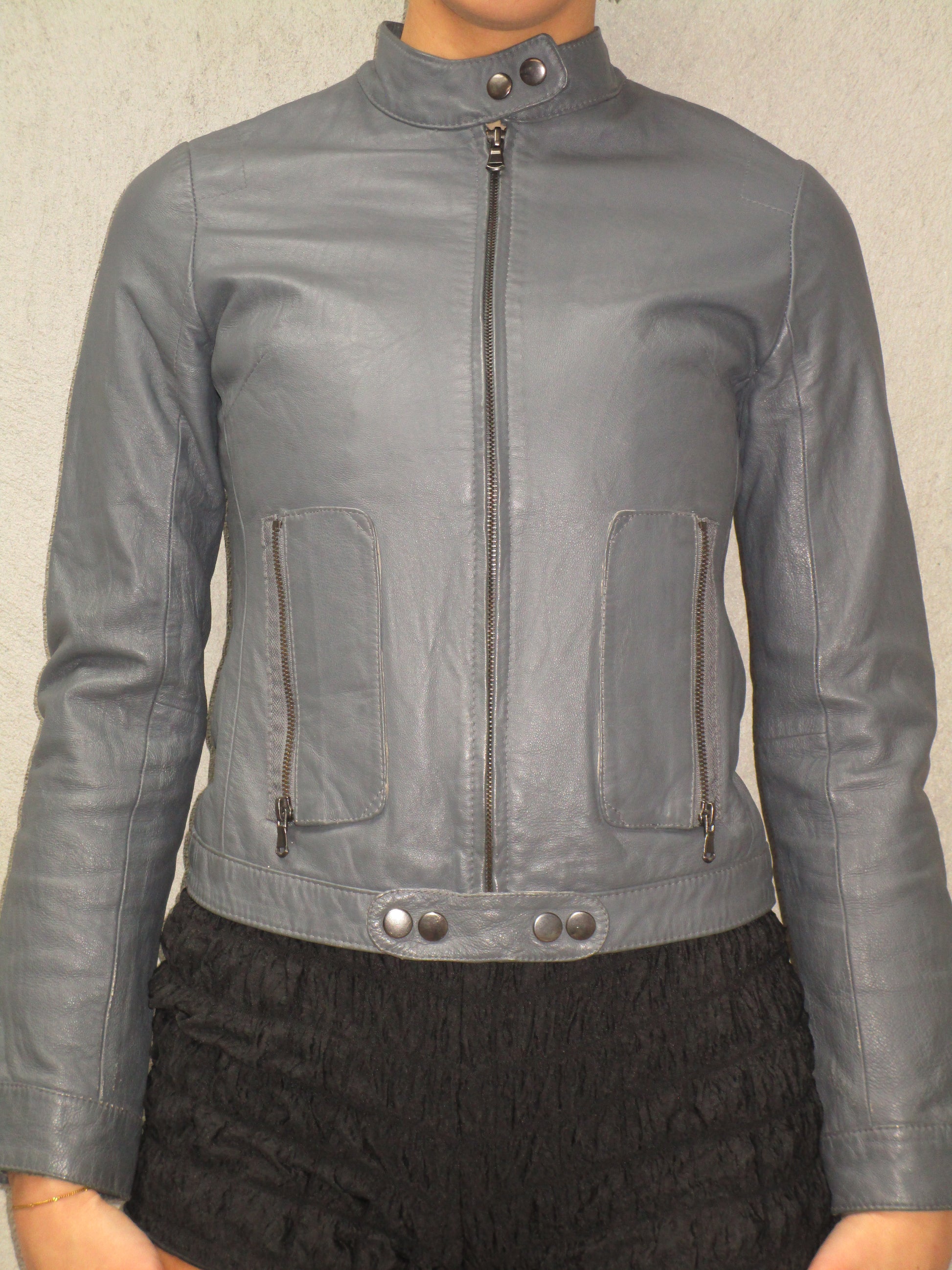 Gray leather jacket