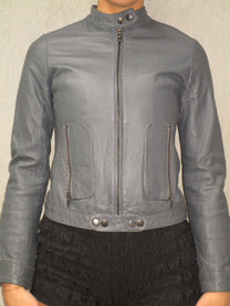 Gray leather jacket