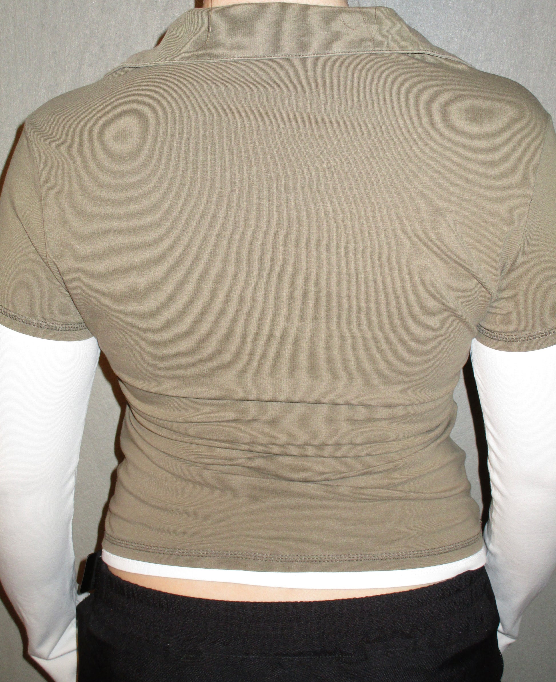 GREEN &amp; WHITE LAYERED TOP