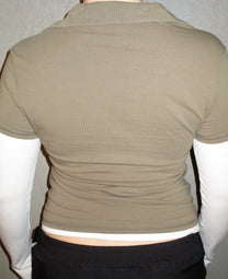 GREEN &amp; WHITE LAYERED TOP