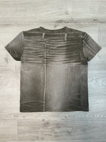ROBERTO CAVALLI GREEN DENIM PRINT T-SHIRT