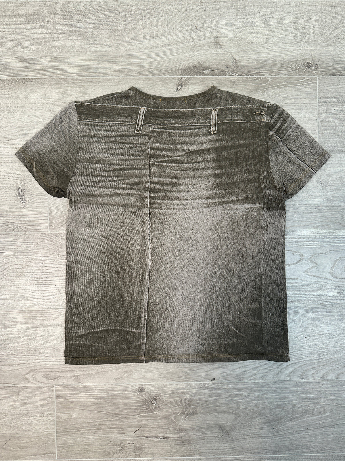 ROBERTO CAVALLI GREEN DENIM PRINT T-SHIRT