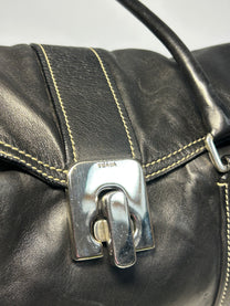 PRADA LEATHER FLAP SHOULDER BAG