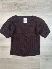 BROWN KNITTED T-SHIRT CARDIGAN
