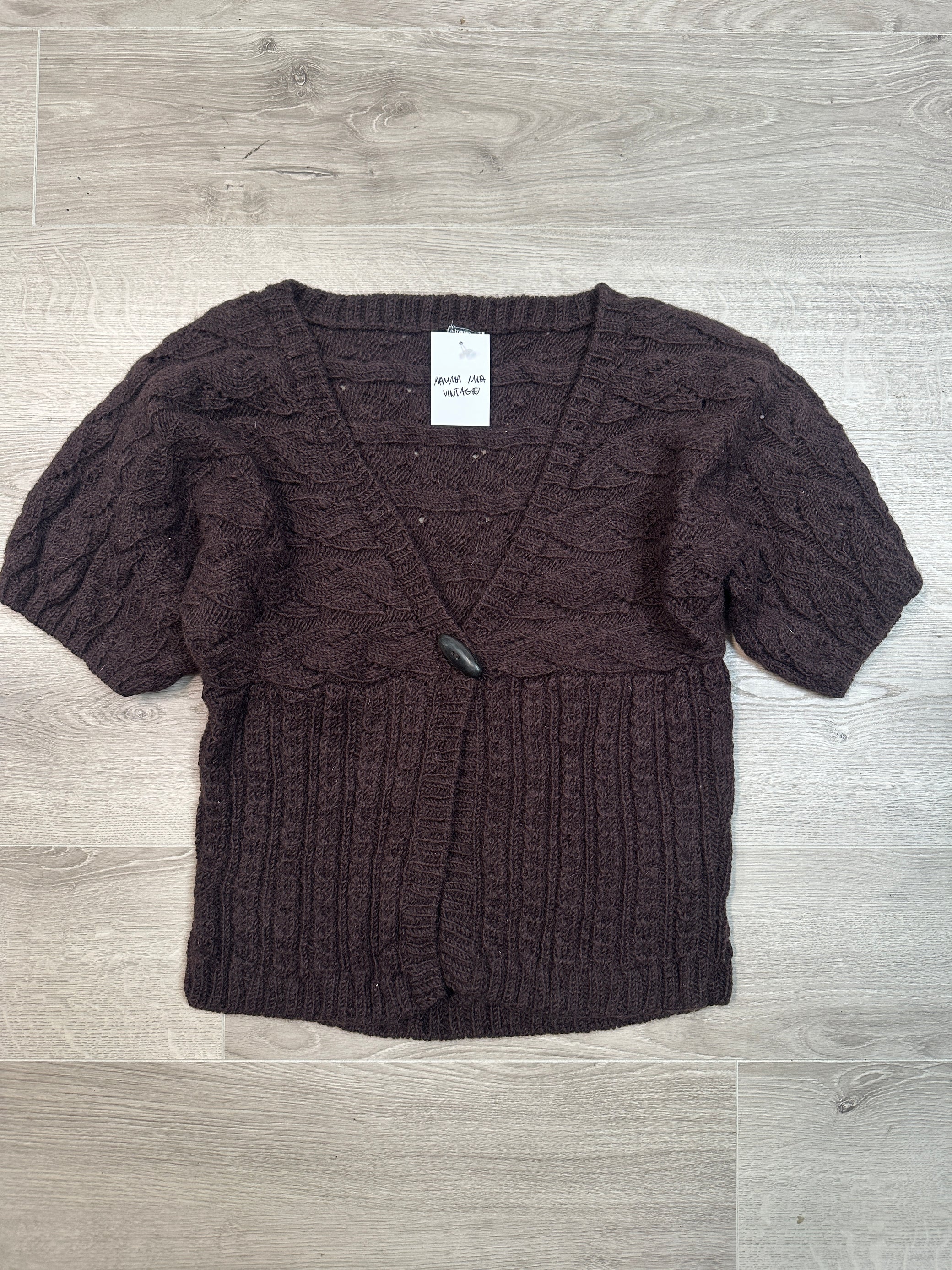 BROWN KNITTED T-SHIRT CARDIGAN