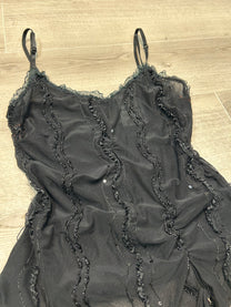 BLACK MESH TOP WITH SEQUINS