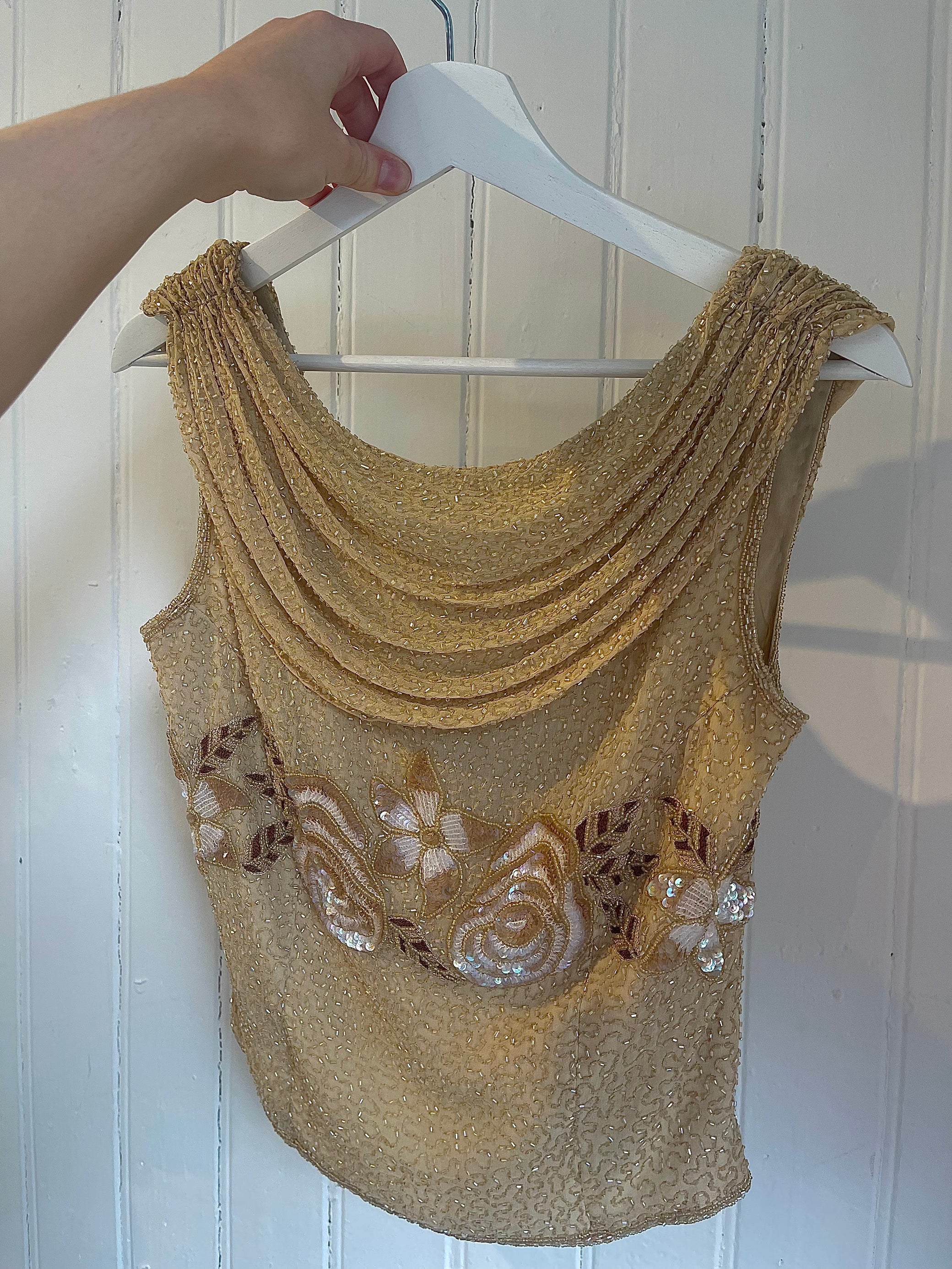 CREAM SEQUIN TOP