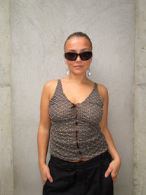 BROWN MESH TOP
