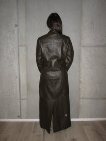 DARK GREEN LEATHER COAT