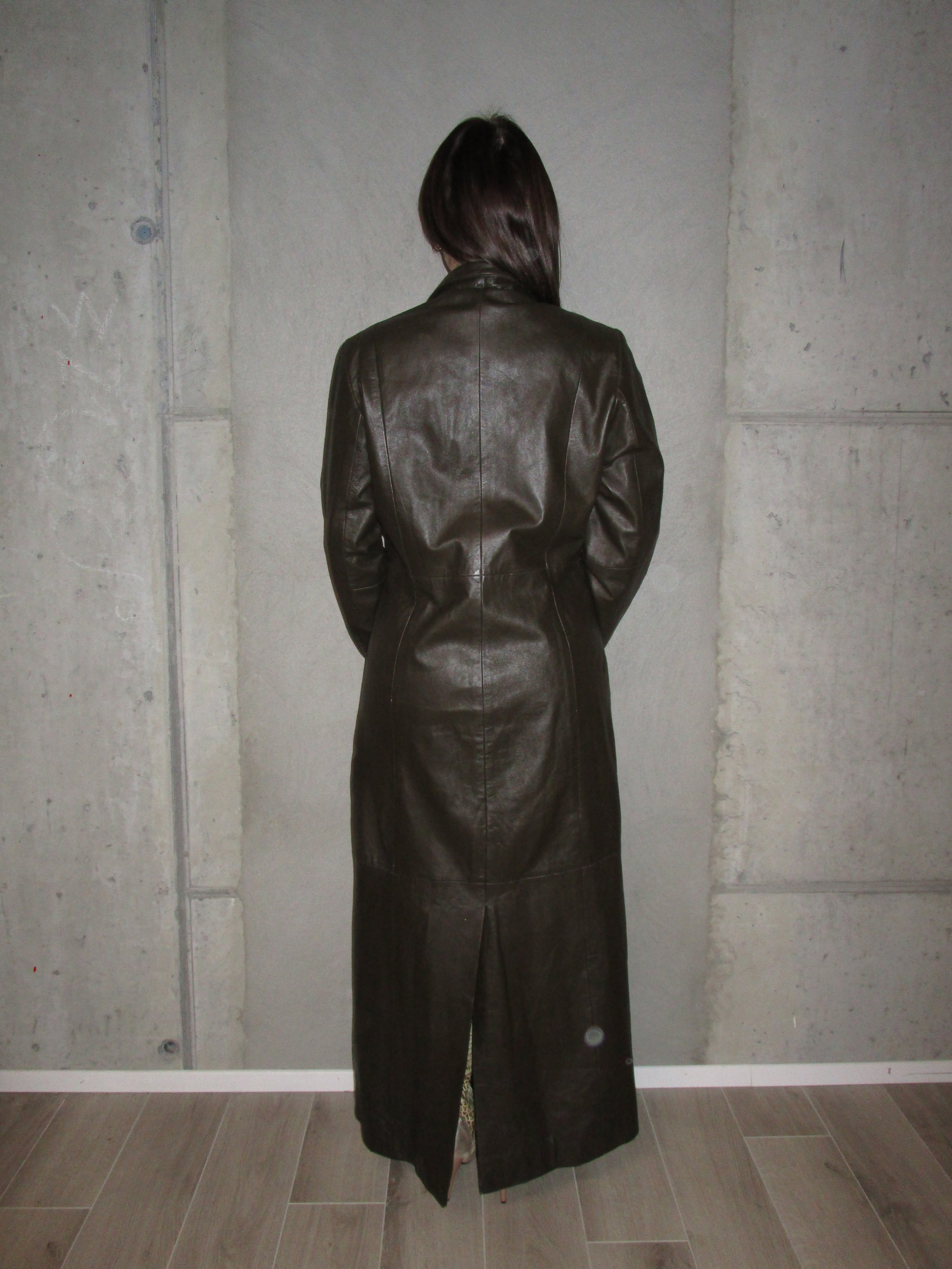 DARK GREEN LEATHER COAT